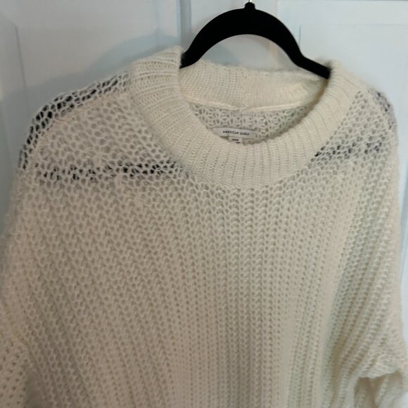 American Eagle Crochet Oversized Sweater Cream - Picture 3 of 5